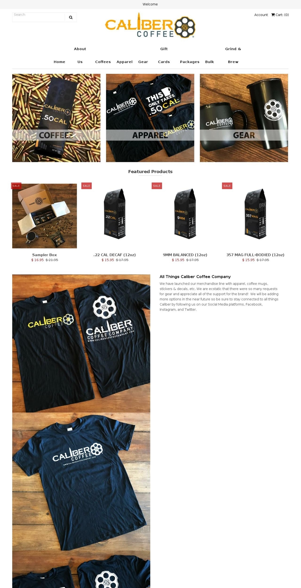calibercoffee.net shopify website screenshot