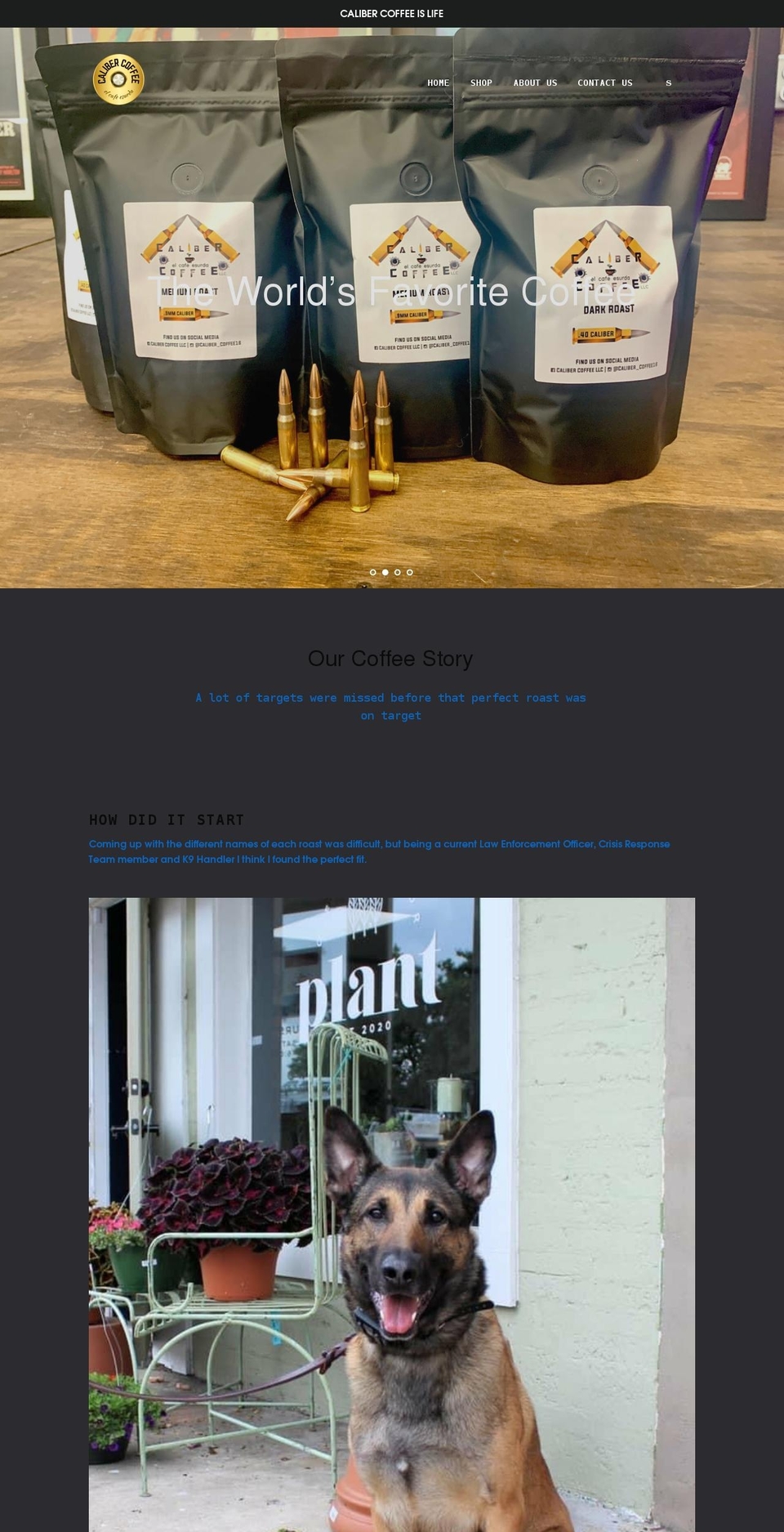 calibercoffeellc.com shopify website screenshot