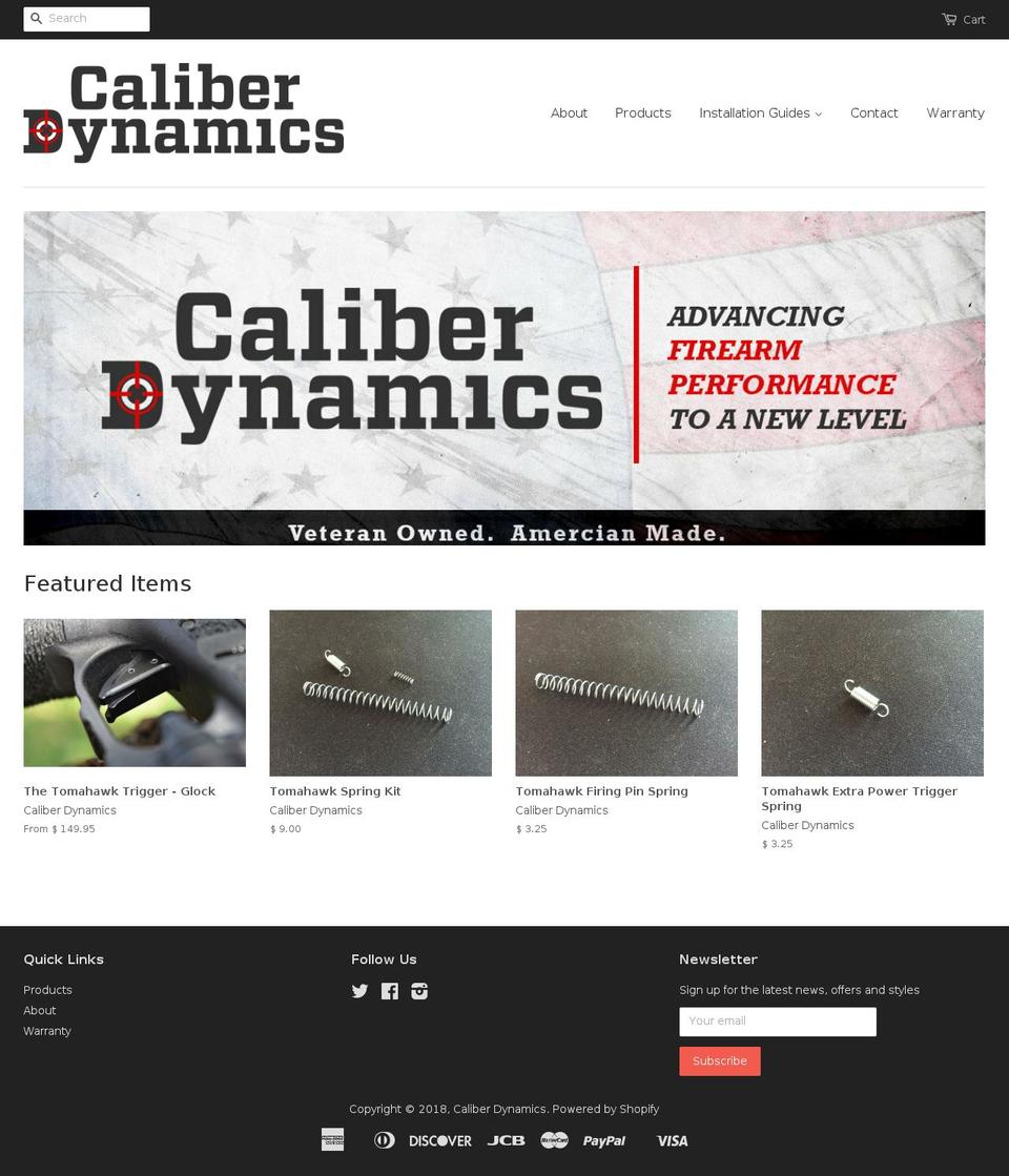 caliberdynamics.com — Shopify storefront screenshot