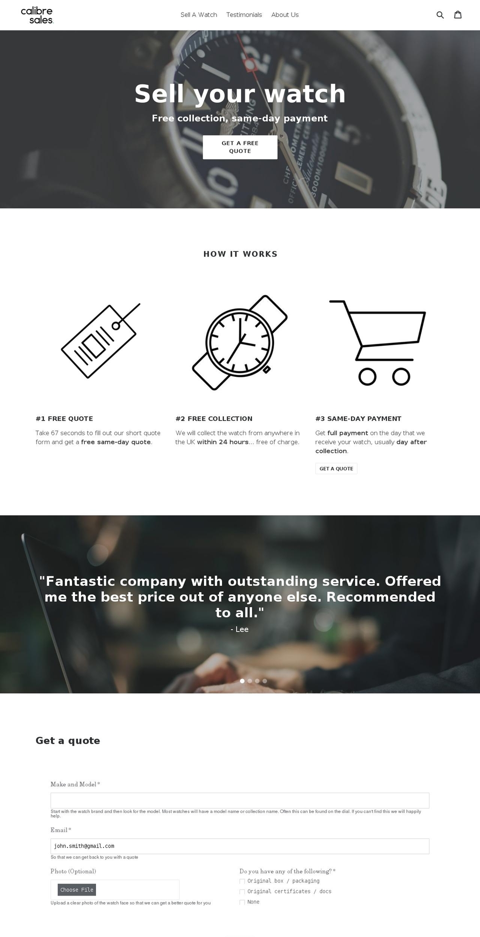 calibre-sales.com — Shopify storefront screenshot