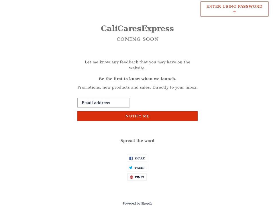 calicaresexpress.com shopify website screenshot