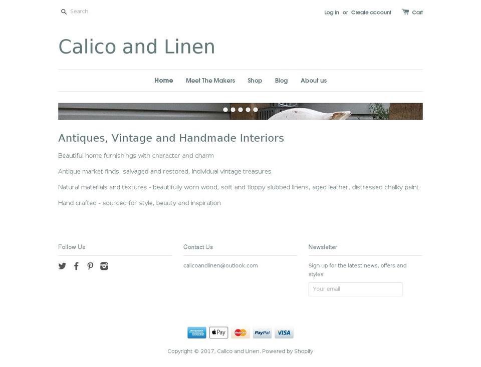 calicoandlinen.com shopify website screenshot