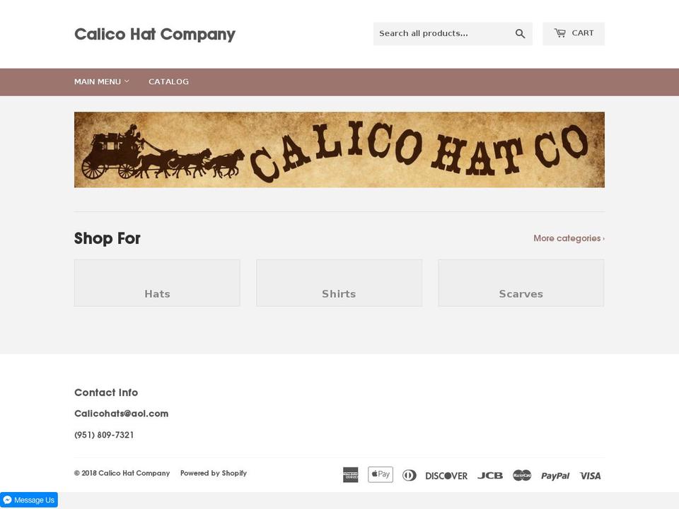 calicohatcompany.com — Shopify storefront screenshot
