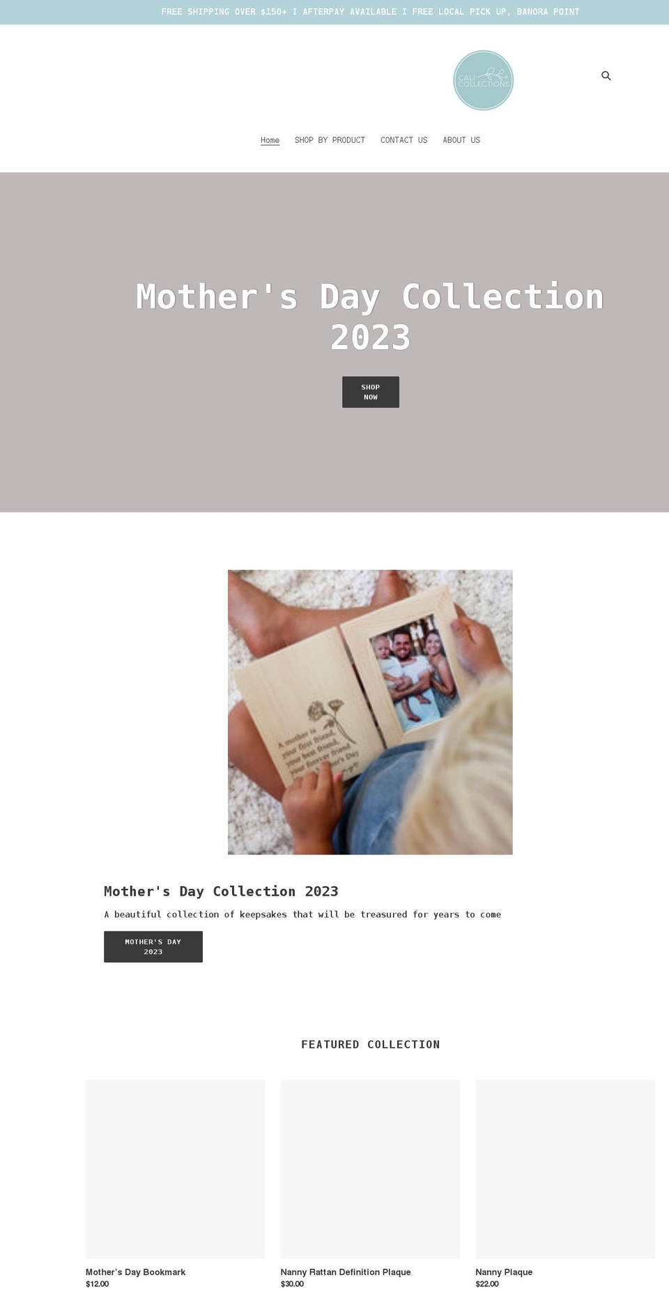 calicollections.com.au shopify website screenshot