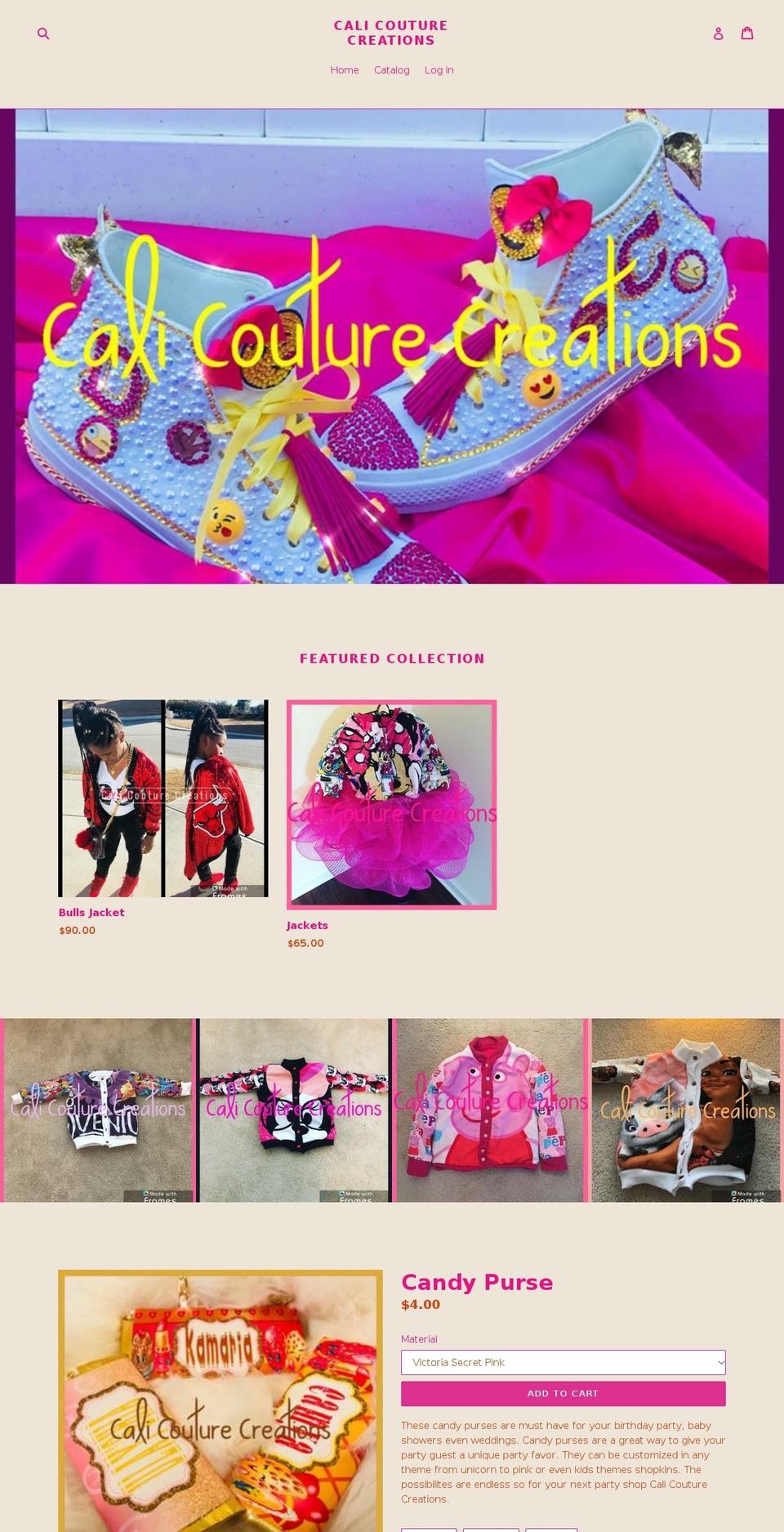 calicouturecreations.com — Shopify storefront screenshot