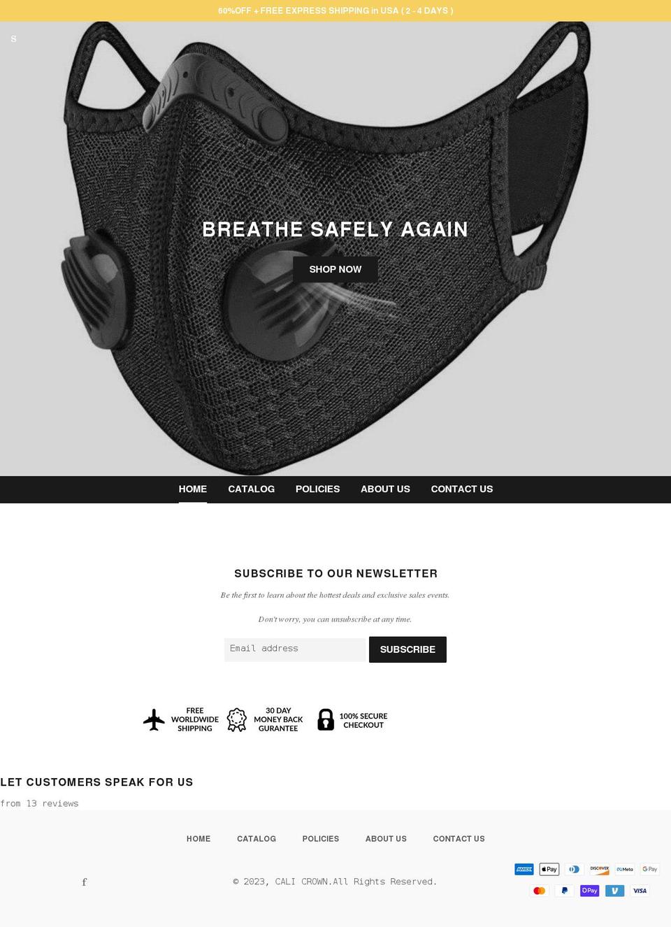 calicrown.com shopify website screenshot