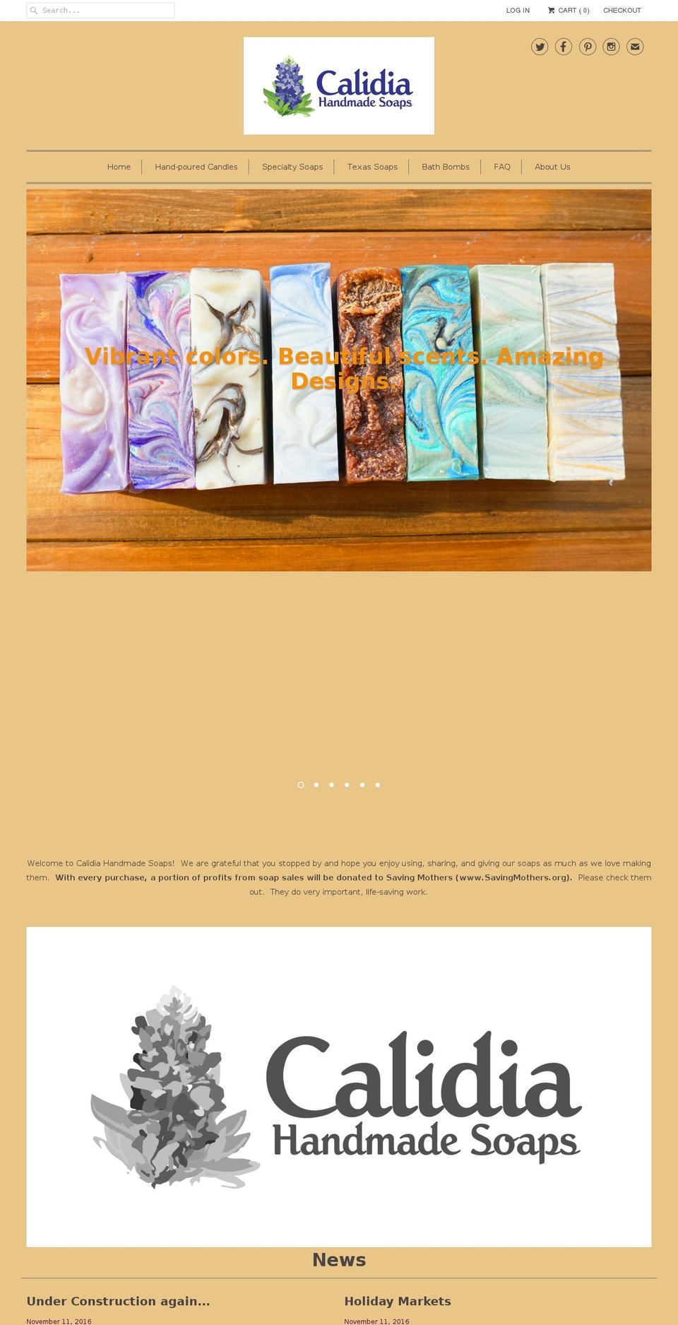 calidiasoaps.com shopify website screenshot