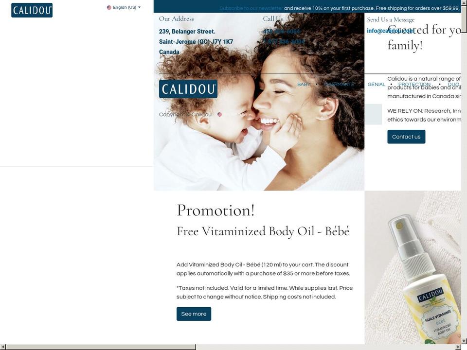 calidou.com shopify website screenshot