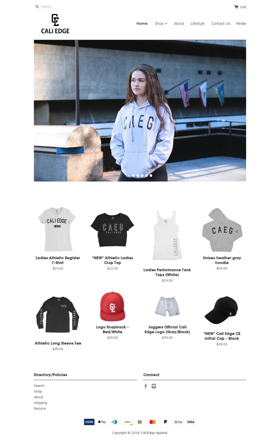 caliedgeapparel.com — Shopify storefront screenshot