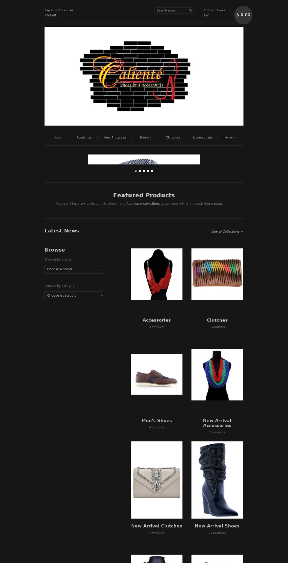 calienteshoestore.com — Shopify storefront screenshot