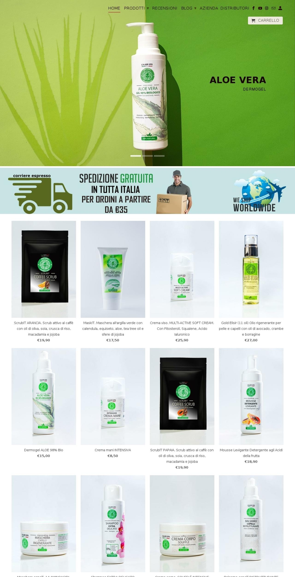 calierspa.com shopify website screenshot