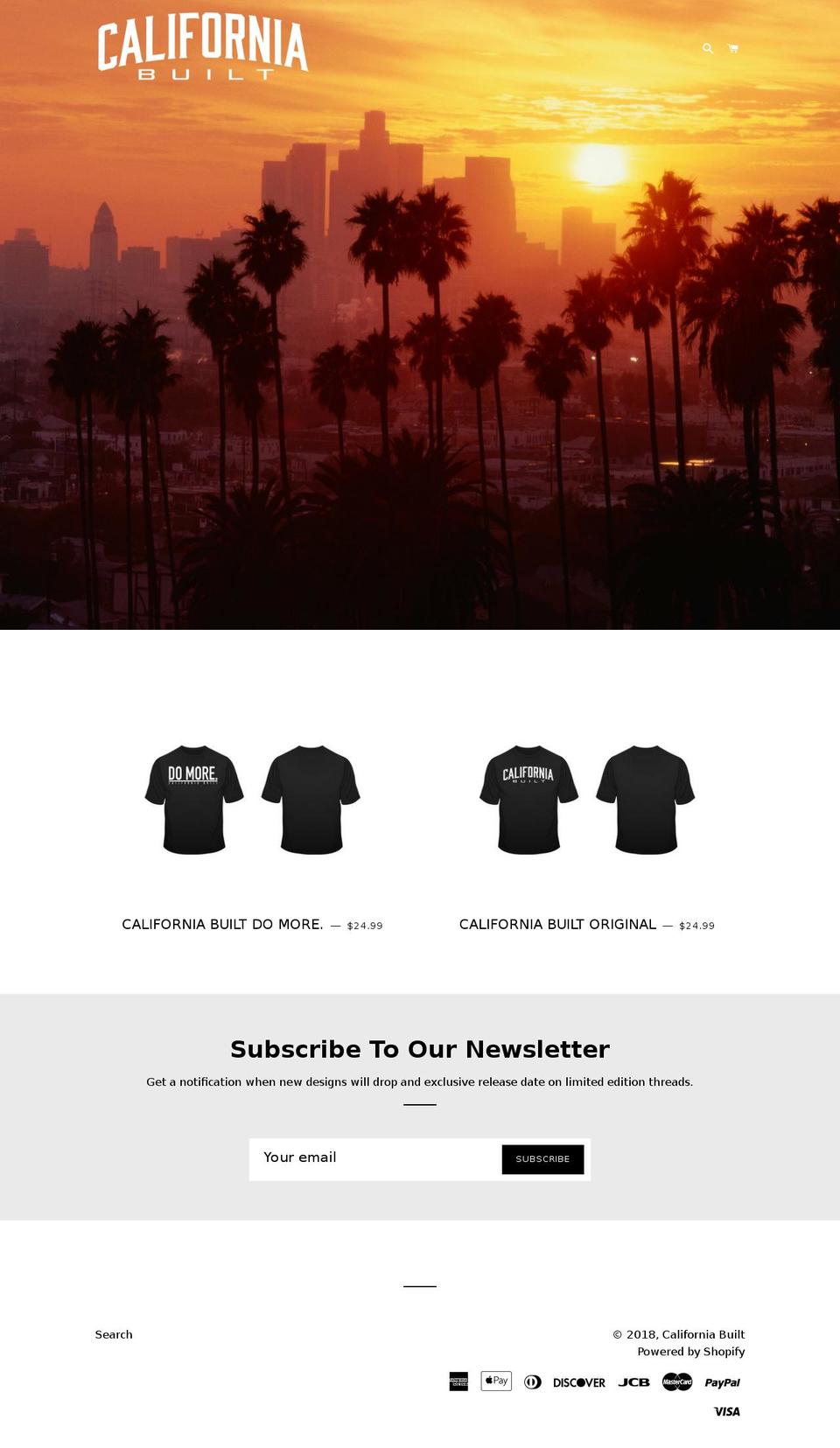 californiabuiltapparel.com — Shopify storefront screenshot