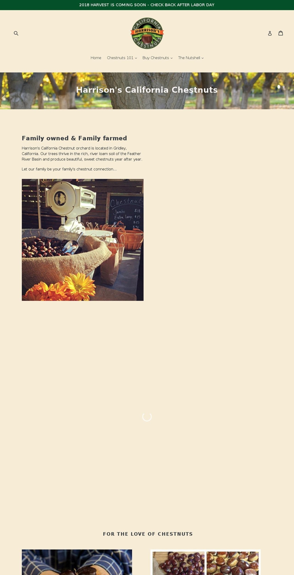 californiachestnut.net shopify website screenshot