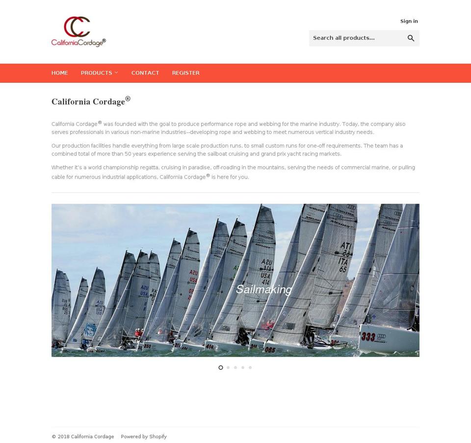 californiacordage.com — Shopify storefront screenshot