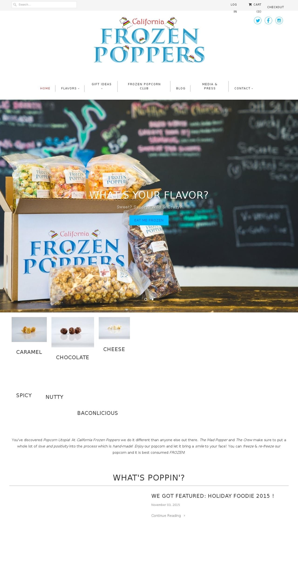 californiafrozenpoppers.com shopify website screenshot