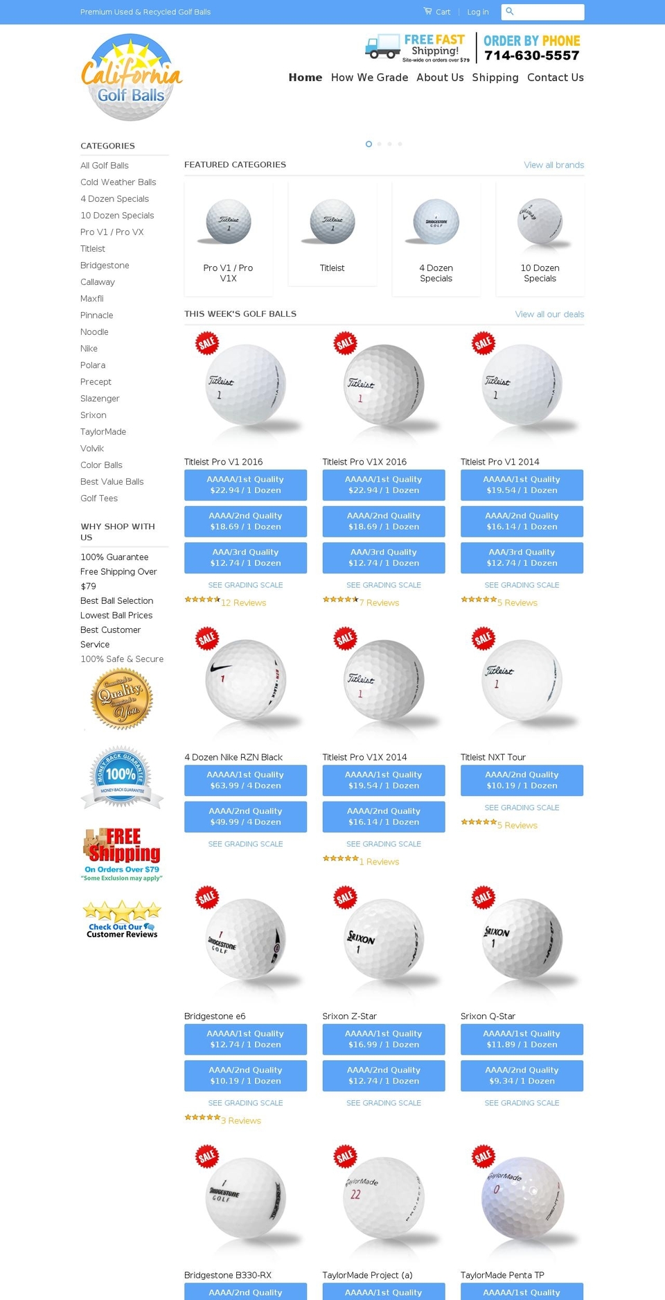 californiagolfballs.com shopify website screenshot