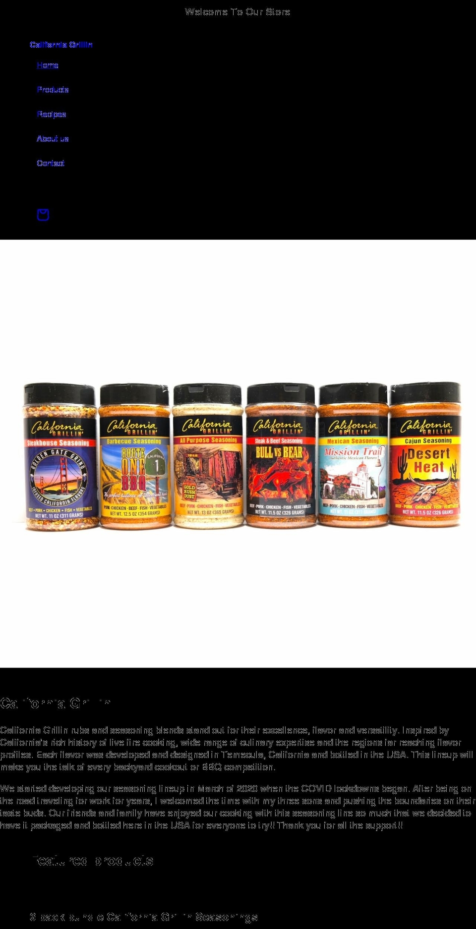 californiagrillin.com shopify website screenshot