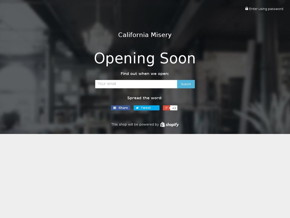 californiamisery.com shopify website screenshot