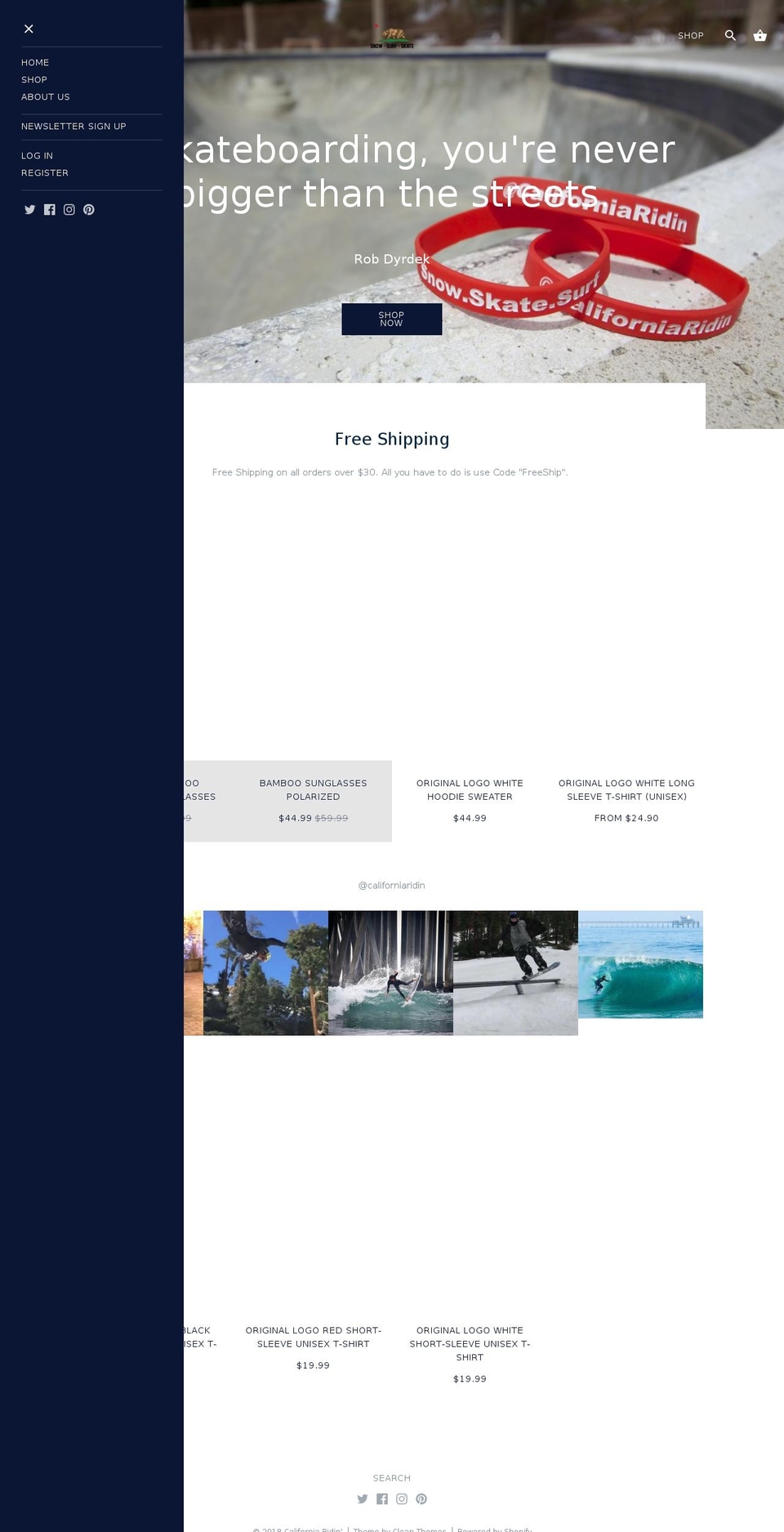 californiaridin.com — Shopify storefront screenshot