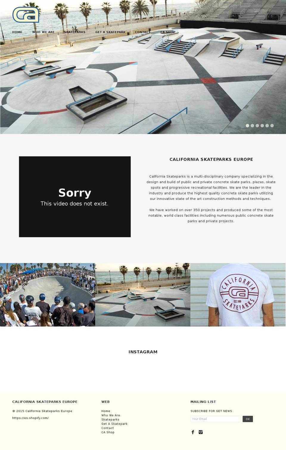 californiaskateparkseurope.com shopify website screenshot