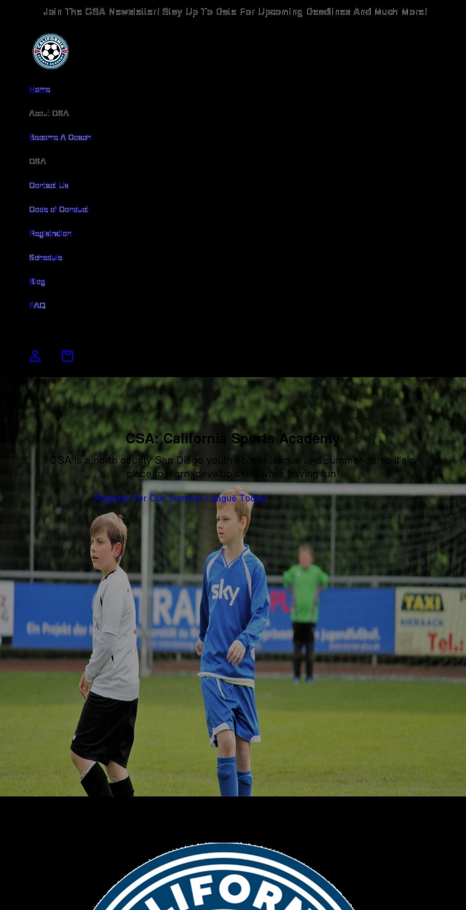 californiasportsacademy.org shopify website screenshot