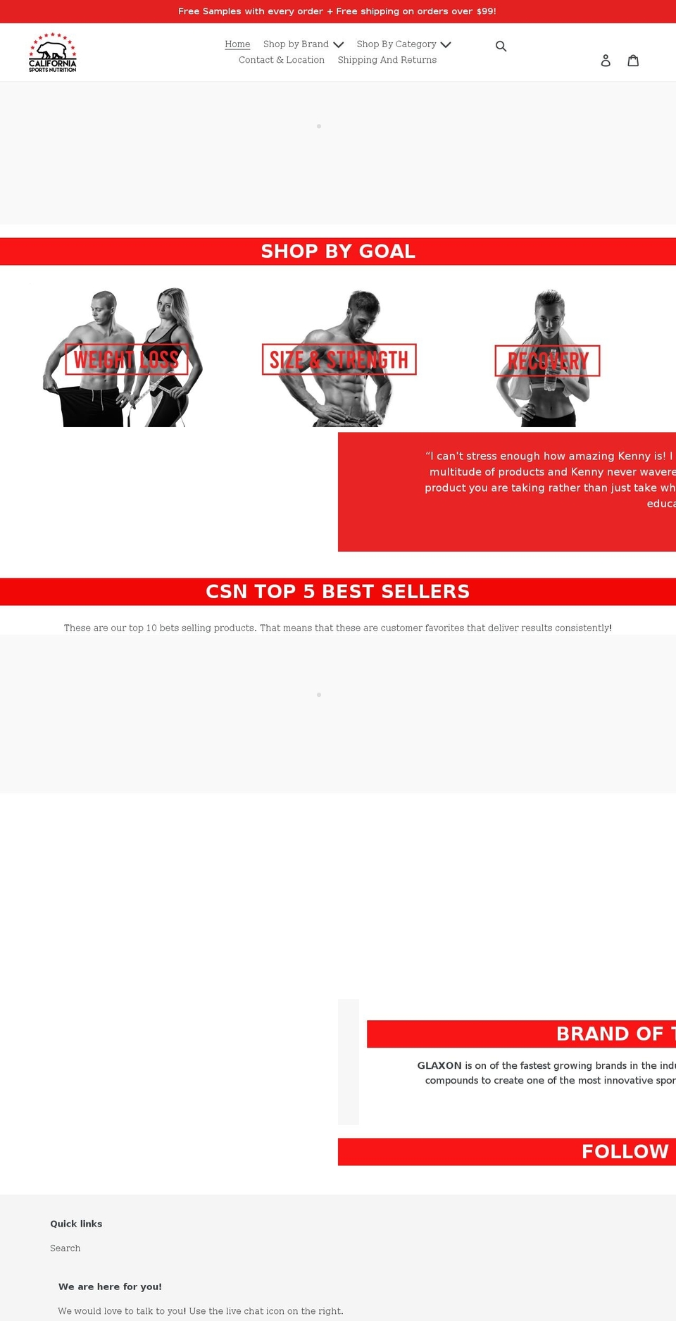 californiasportsnutrition.com shopify website screenshot