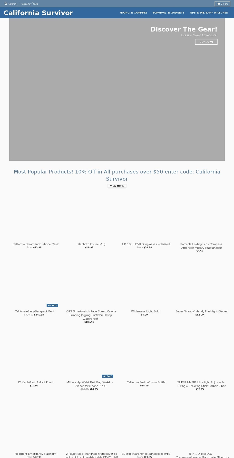 californiasurvivor.com — Shopify storefront screenshot