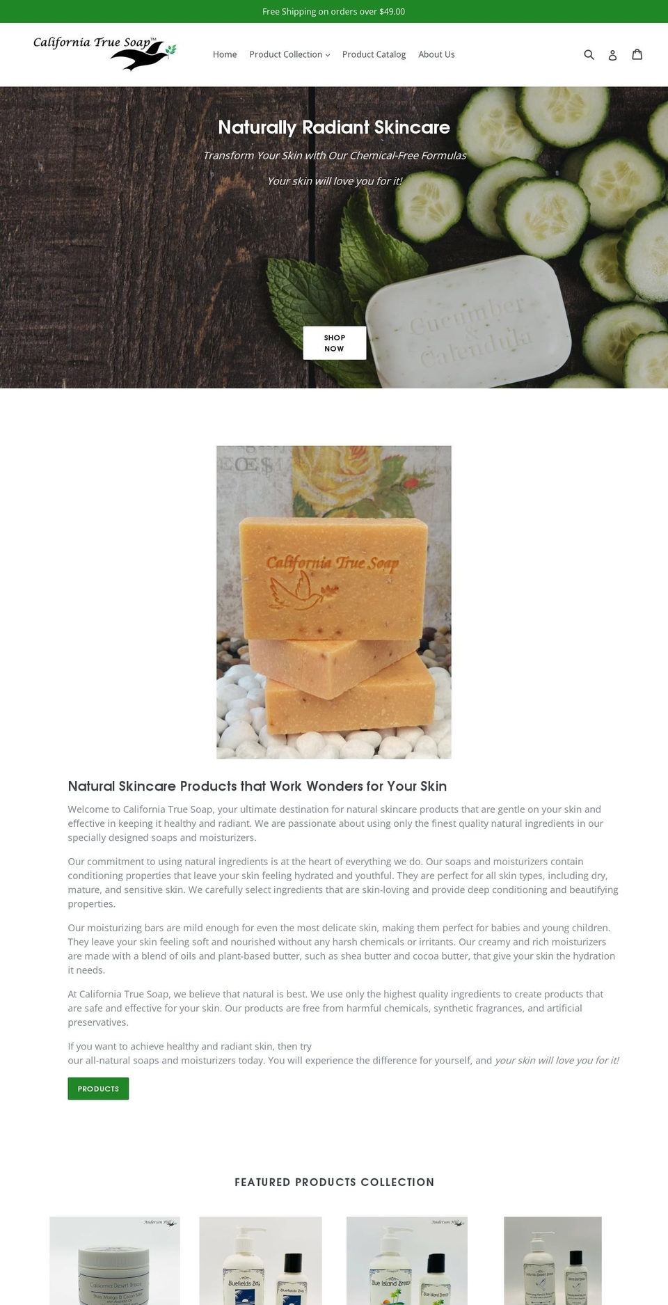californiatruesoap.com — Shopify storefront screenshot