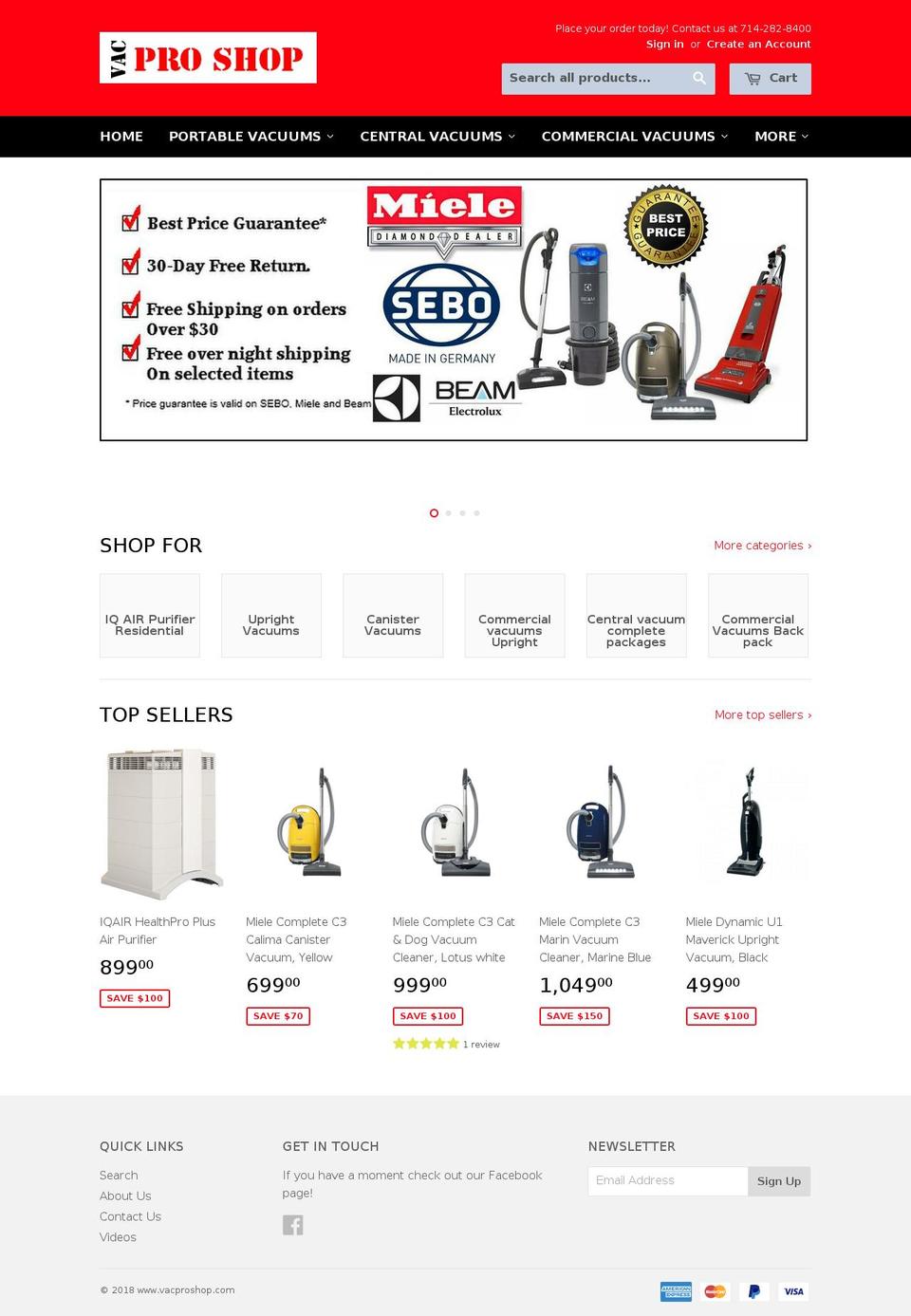 californiavacuum.com — Shopify storefront screenshot