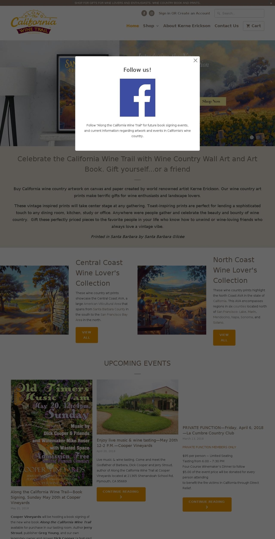 californiawinetrail.com — Shopify storefront screenshot
