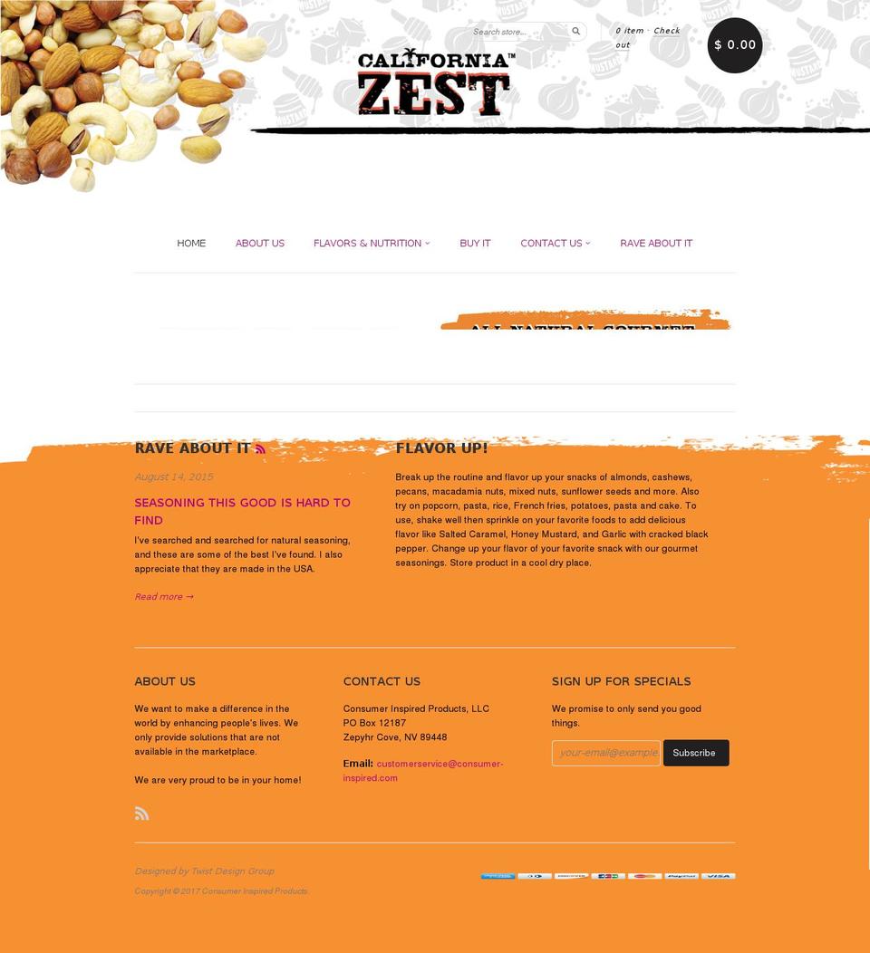californiazest.com shopify website screenshot