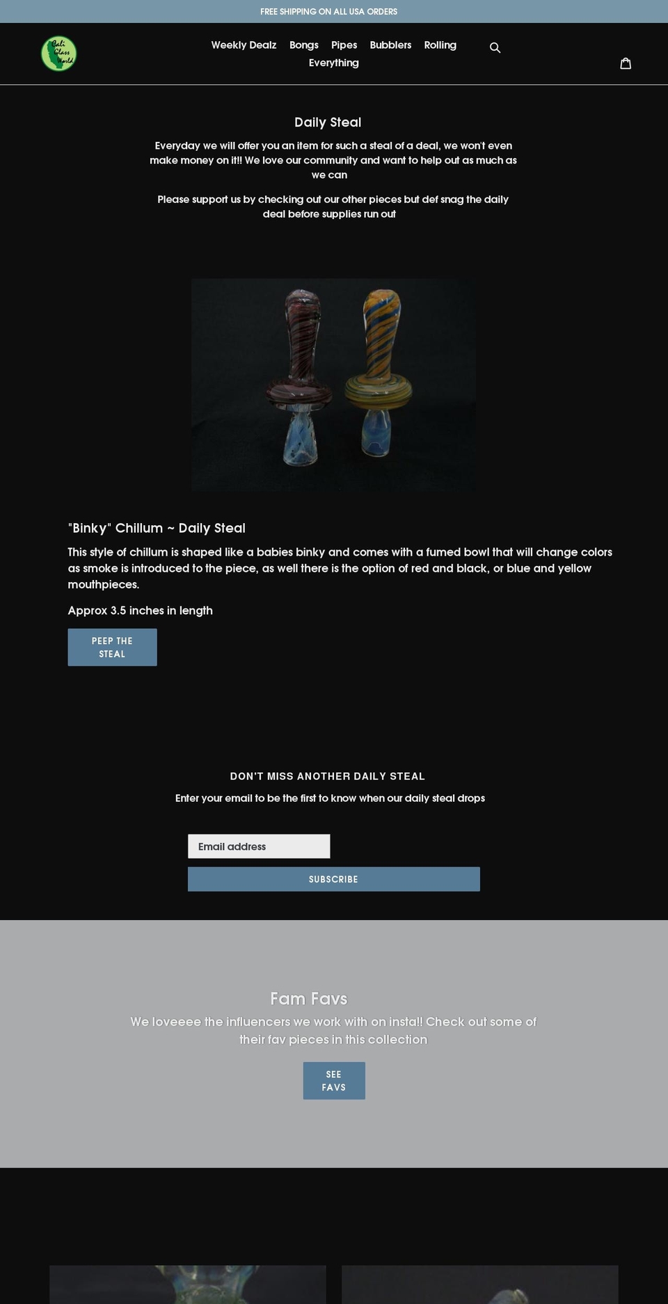 caliglassworld.com shopify website screenshot