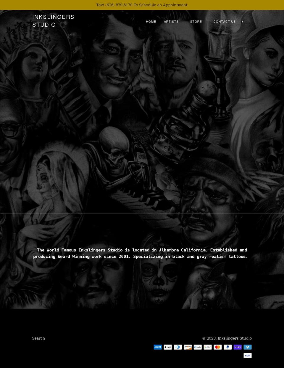 caliinkslingers.com shopify website screenshot