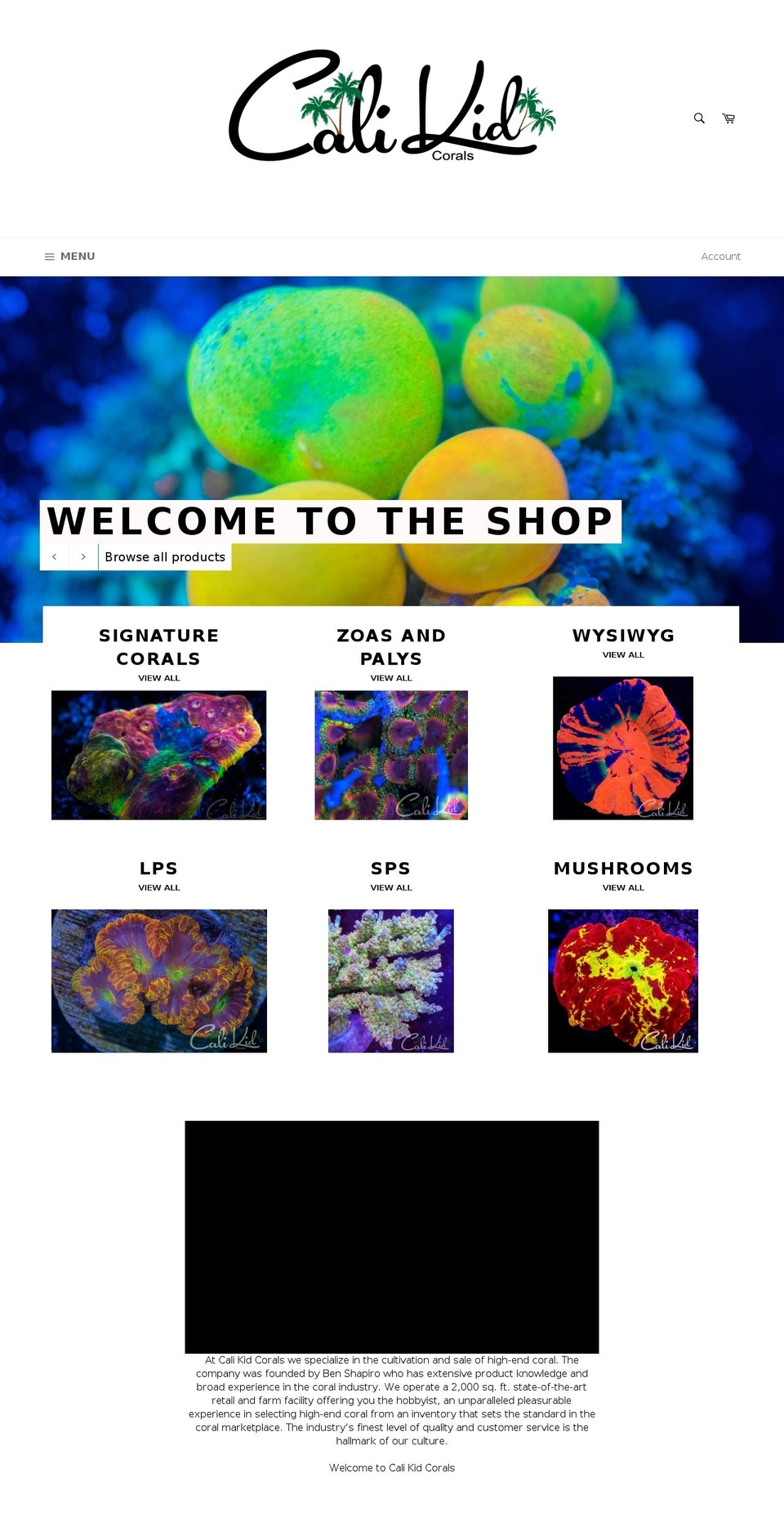 calikidcoral.com — Shopify storefront screenshot