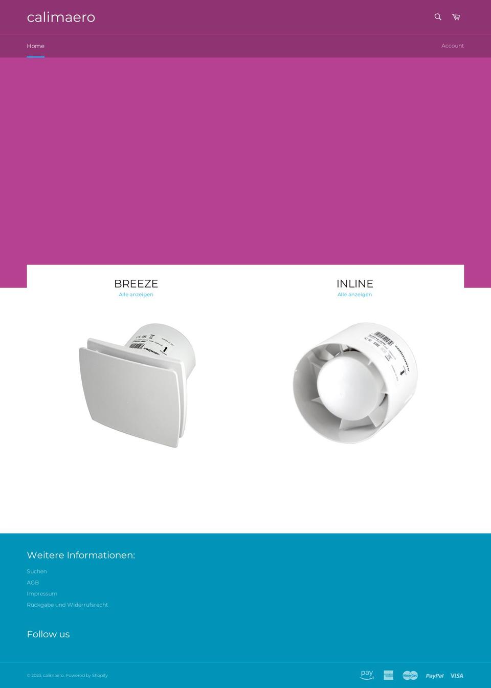 calimaero.com shopify website screenshot