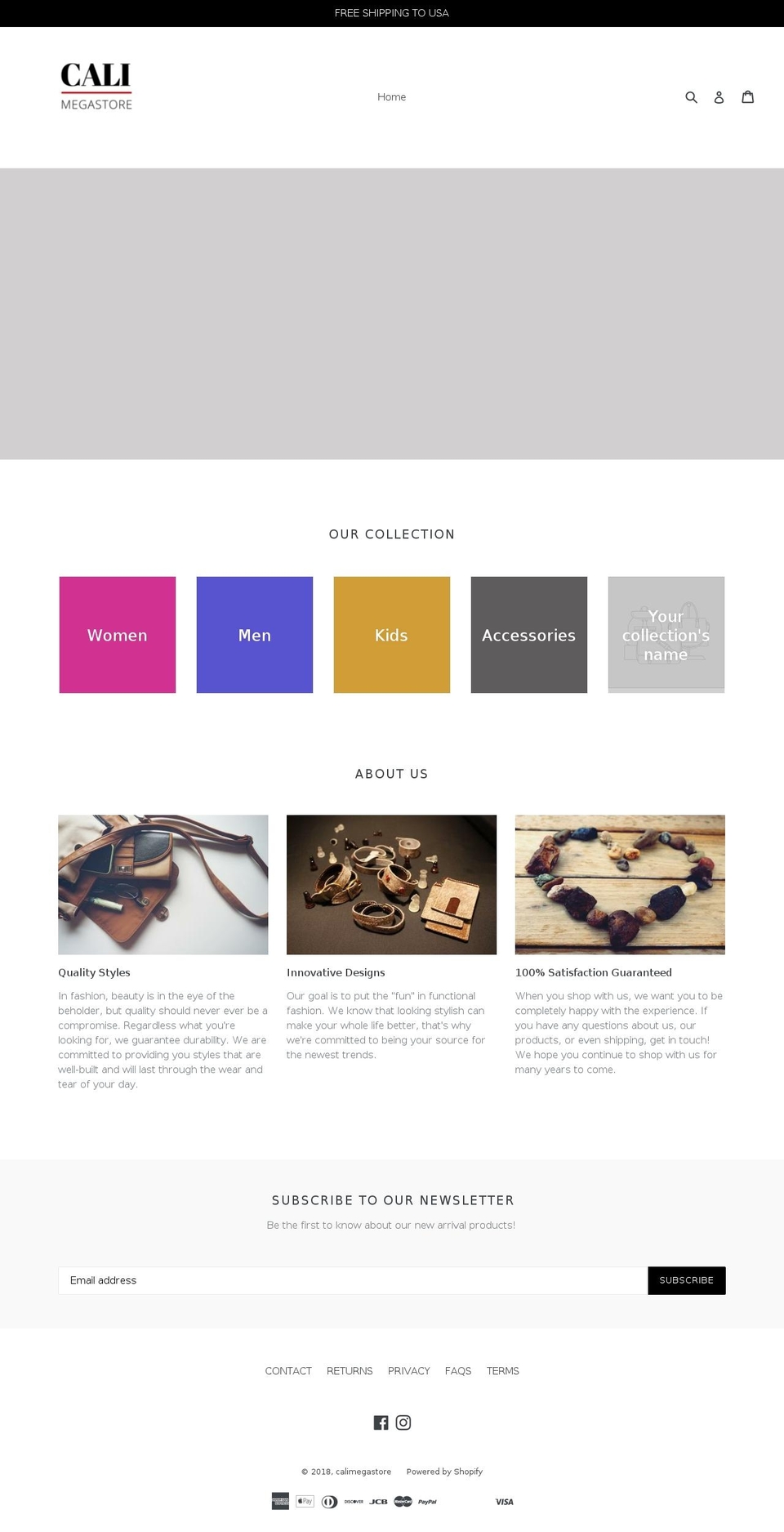 calimegastore.com — Shopify storefront screenshot
