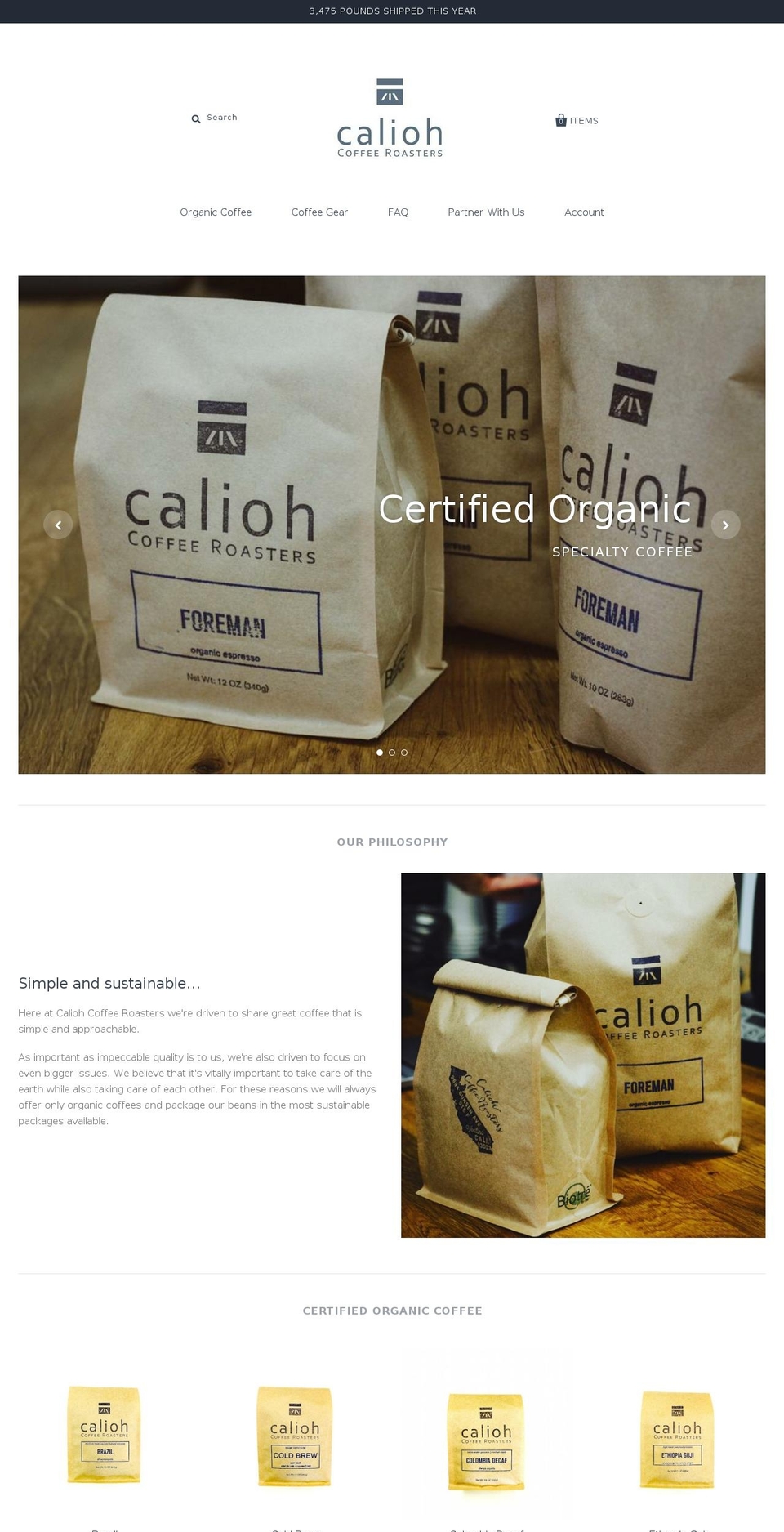 calioh.com — Shopify storefront screenshot