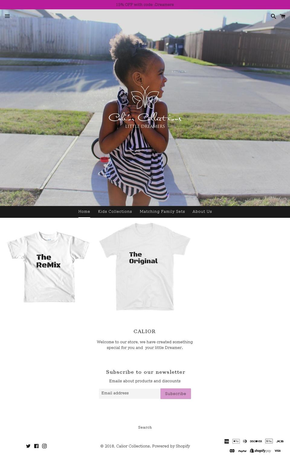 caliorcollections.com — Shopify storefront screenshot