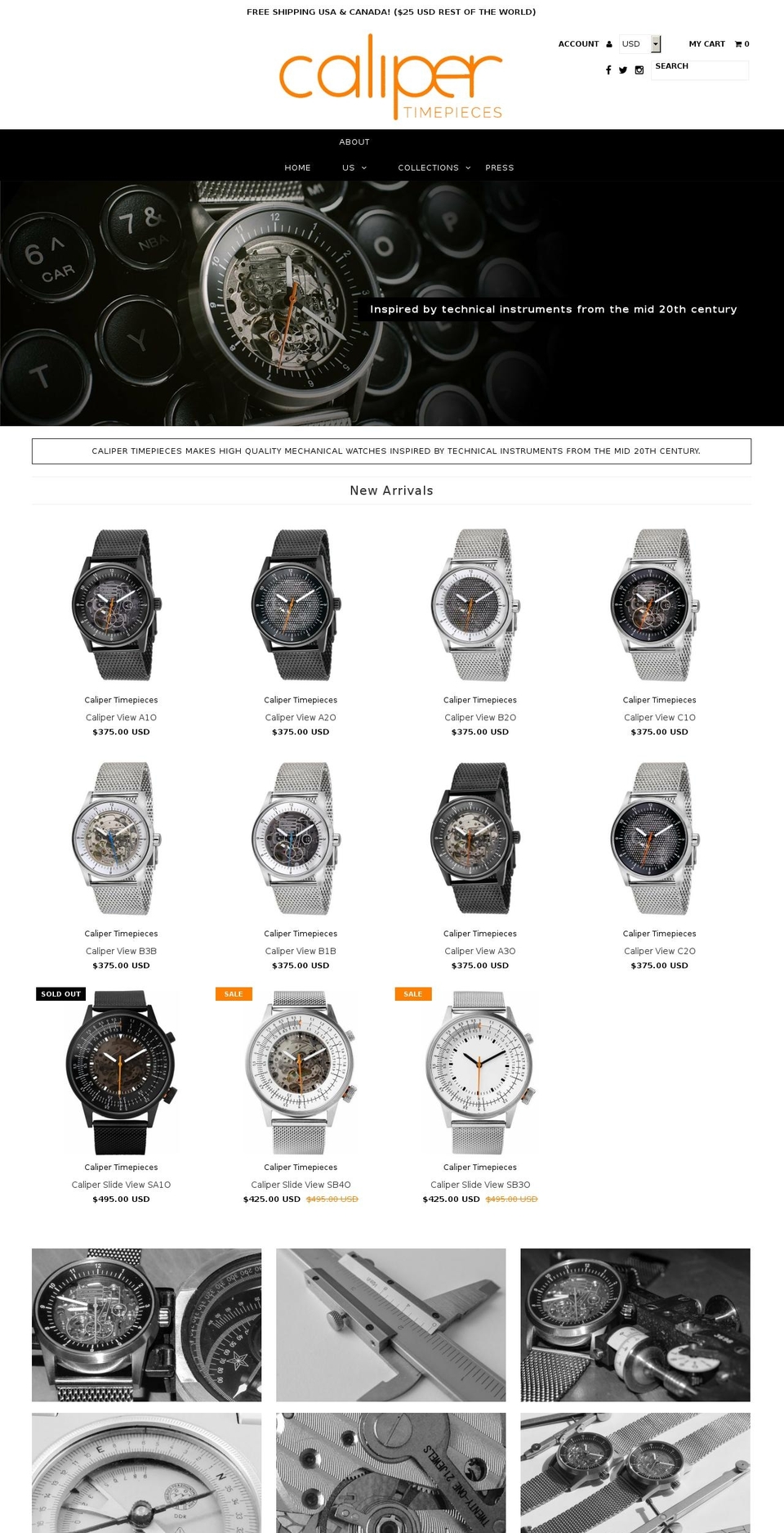 caliperwatch.com shopify website screenshot