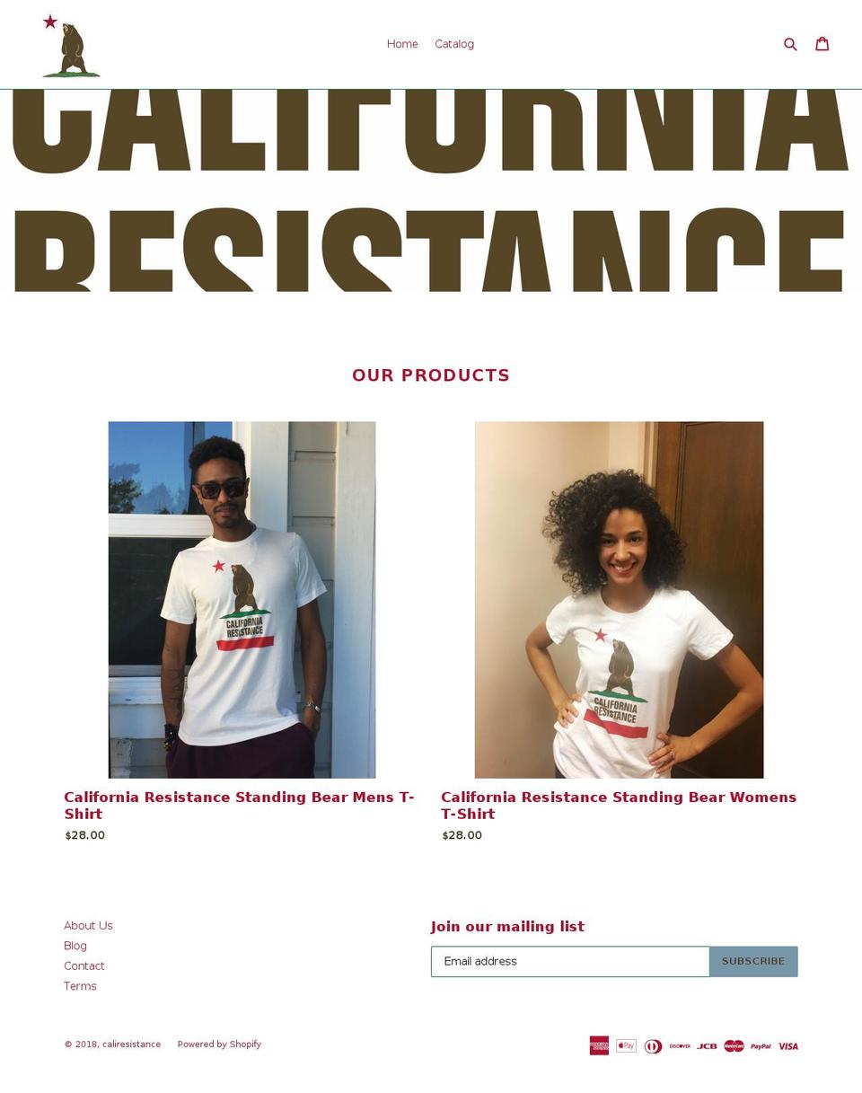 caliresistance.com — Shopify storefront screenshot