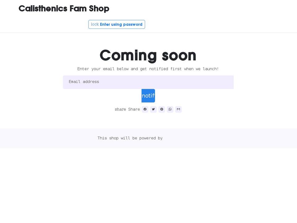 calisthenicsfam.com — Shopify storefront screenshot