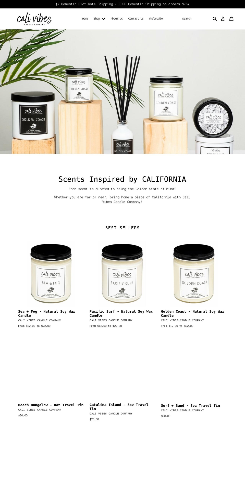calivibescandleco.com shopify website screenshot