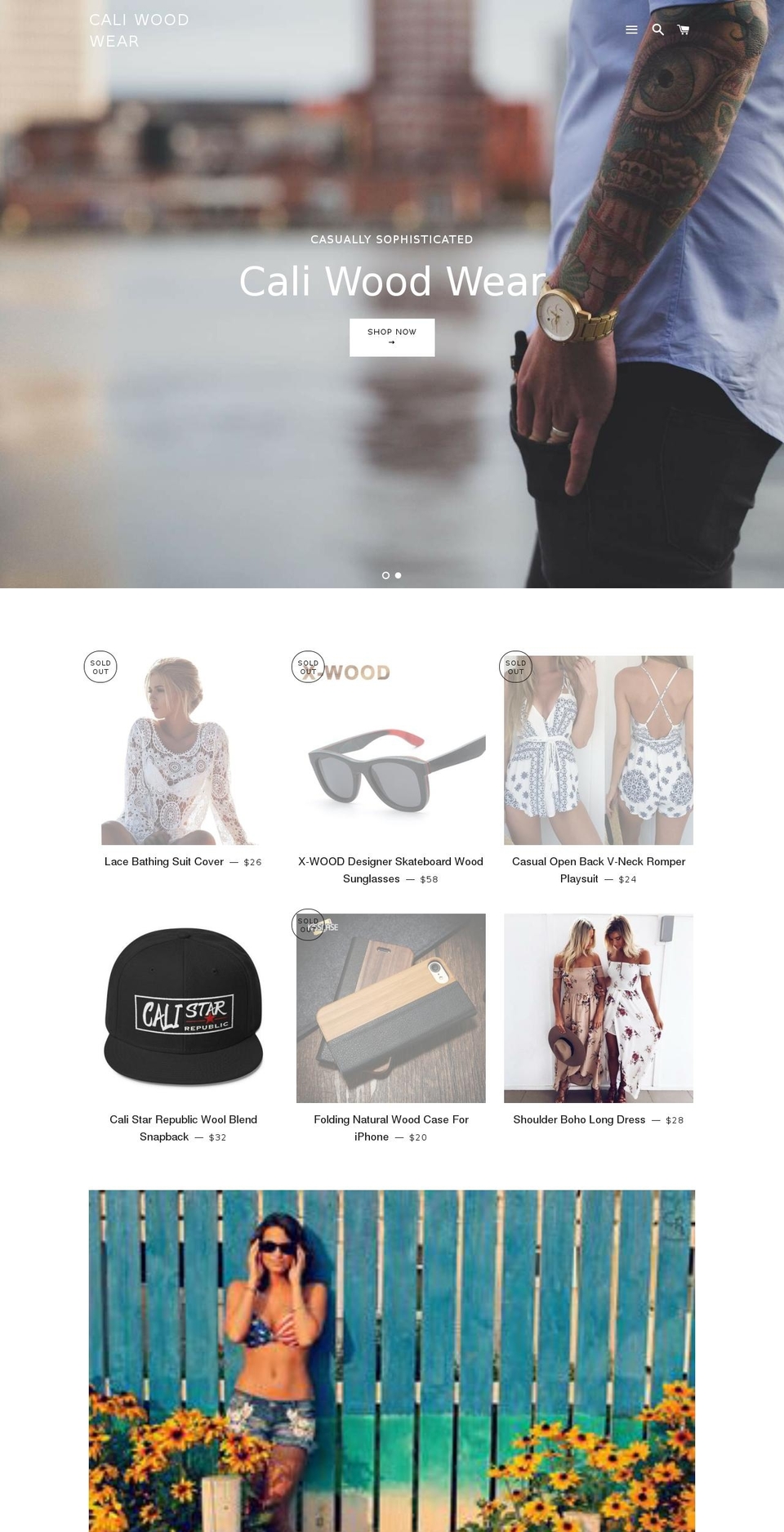 LIVE Brooklyn Shopify theme site example caliwoodwear.com