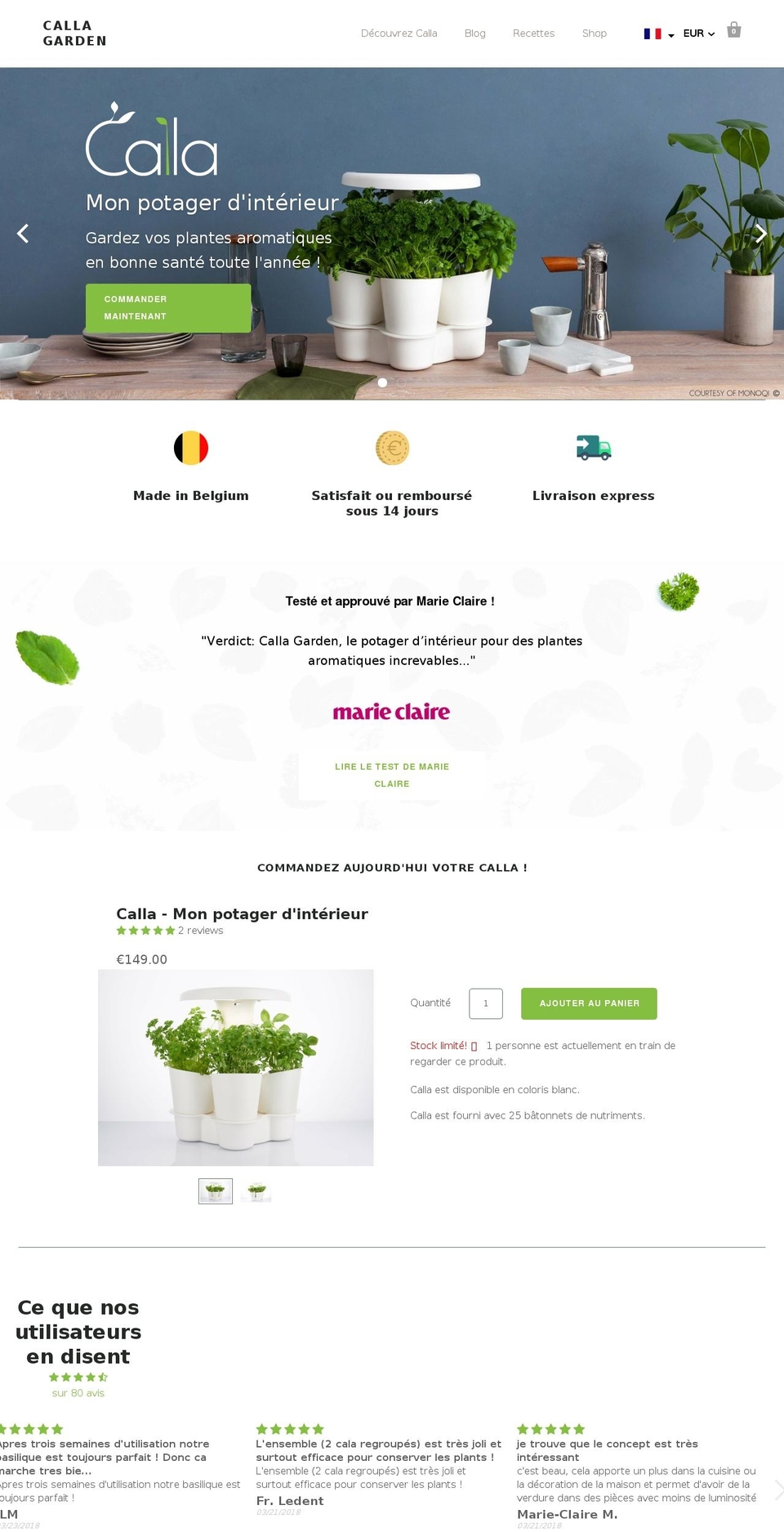 calla.garden shopify website screenshot