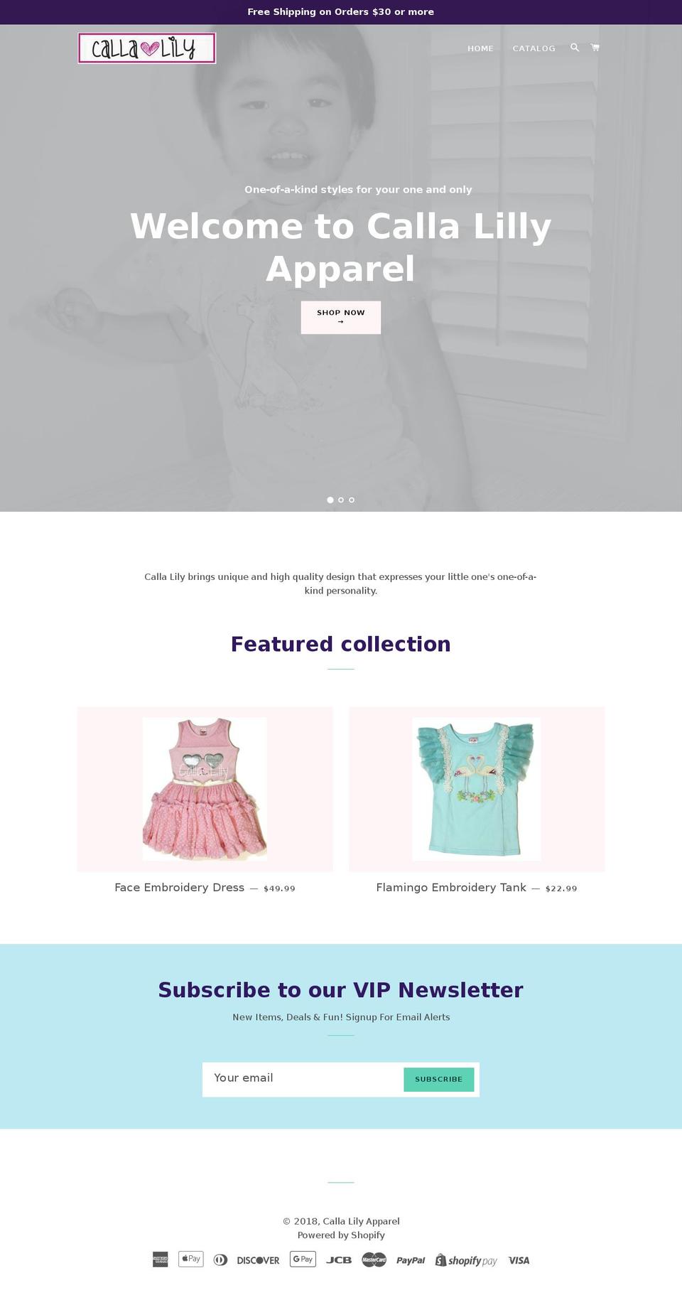 callalilyapparel.com shopify website screenshot