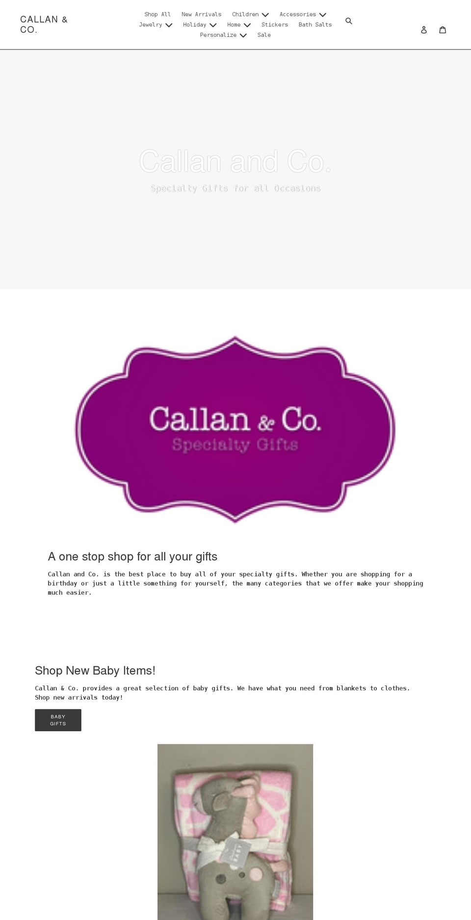 callanandcompanygifts.com shopify website screenshot