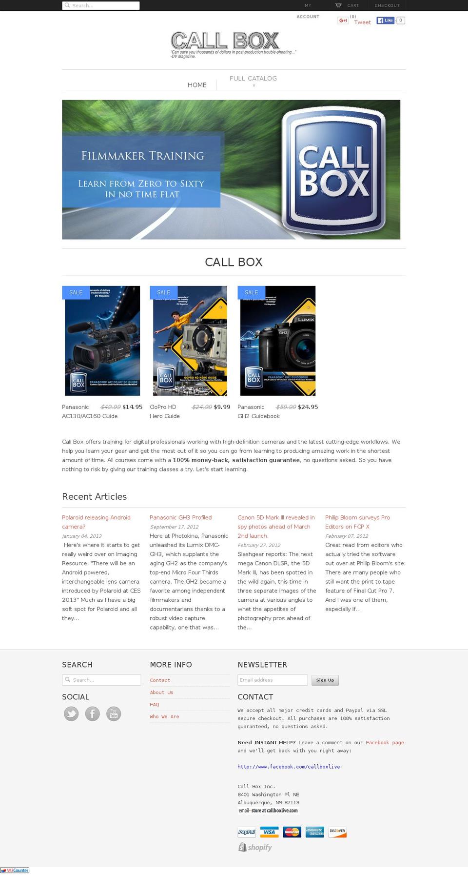 callboxlive.com shopify website screenshot