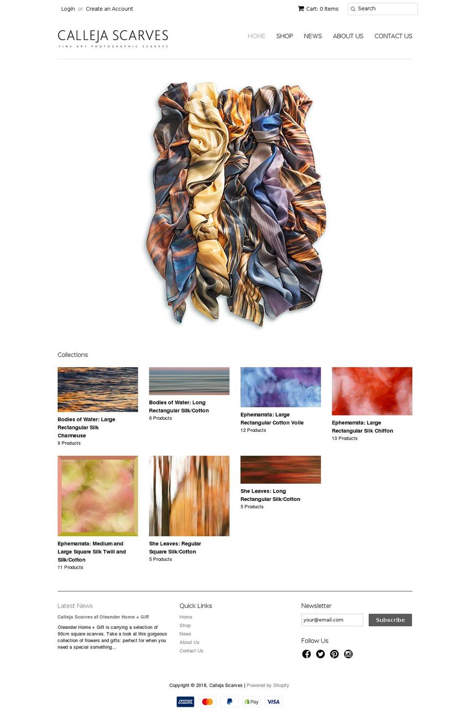 callejascarves.com shopify website screenshot