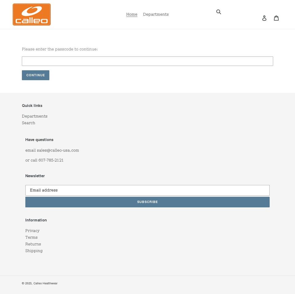 calleohealthwear.com shopify website screenshot