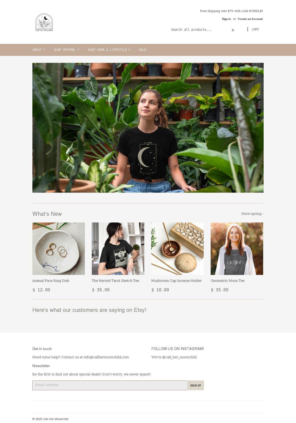 callhermoonchild.com shopify website screenshot